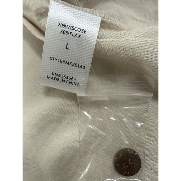 Mazik Womens Flax Ruffle Front Cardigan Lined Natural Sz L - Picture 10 of 11